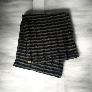 BKE Black and Gray Striped Distressed Circle Scarf